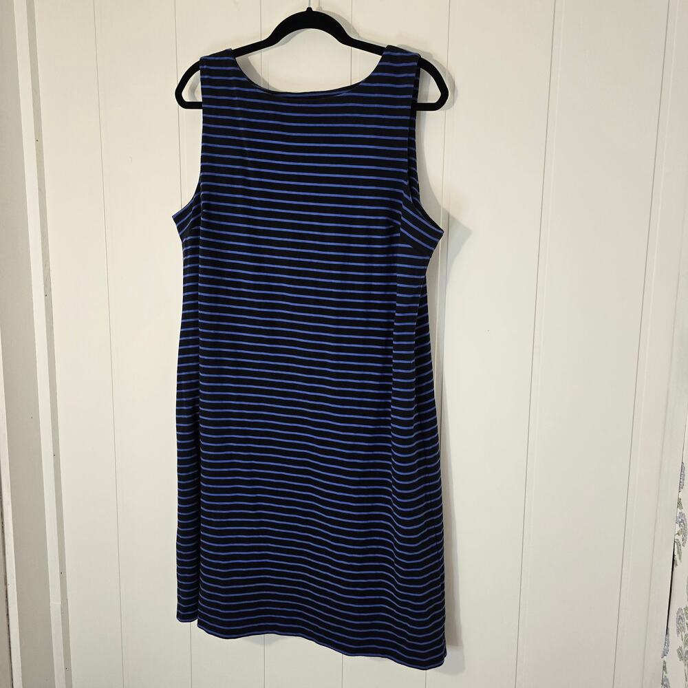 Talbots Blue Stripe Jersey Knit Shift Dress Sleeveless Stretch boatneck Size XL - Picture 3 of 8